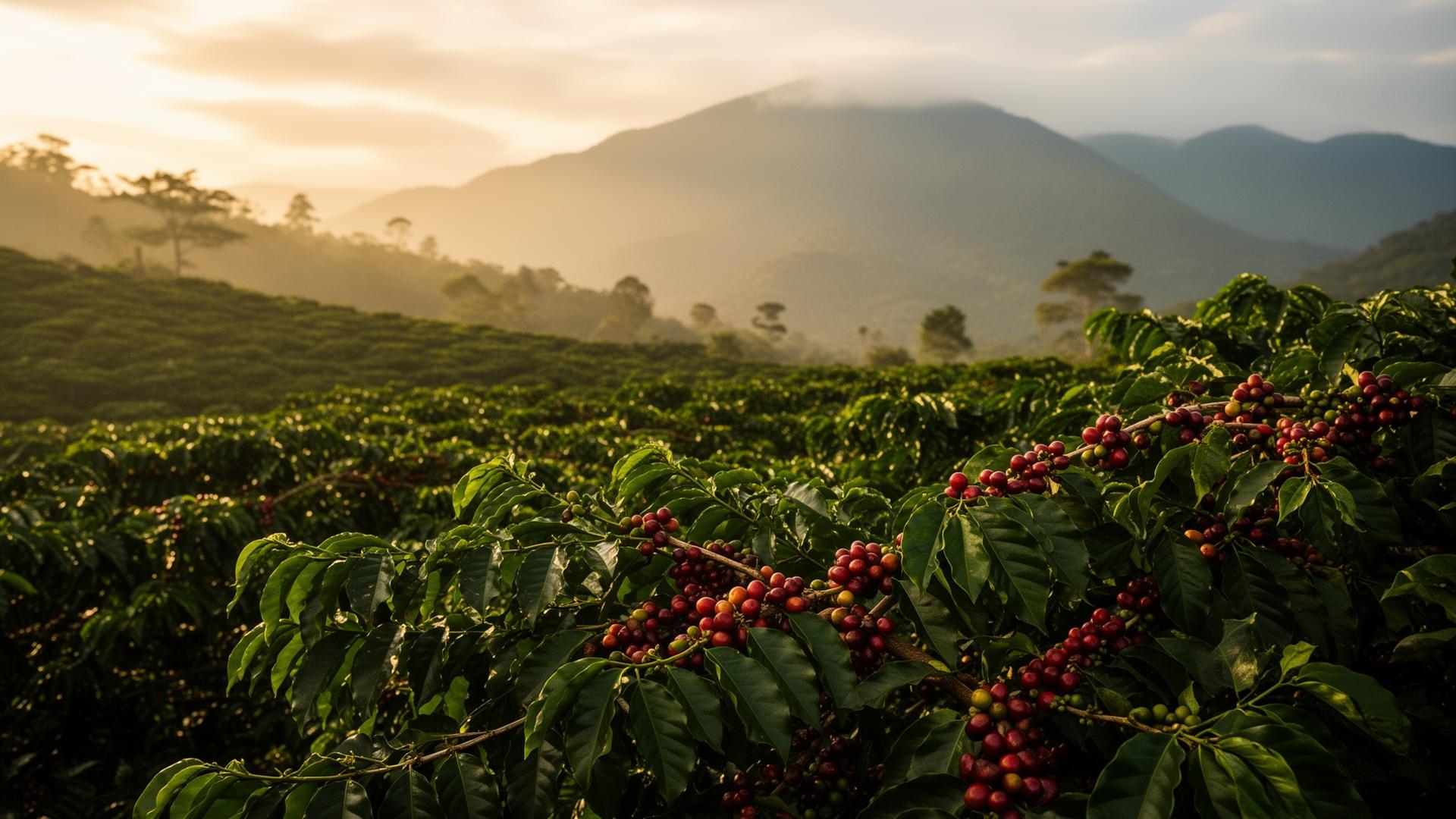 Plantación de café en Huila, Colombia
